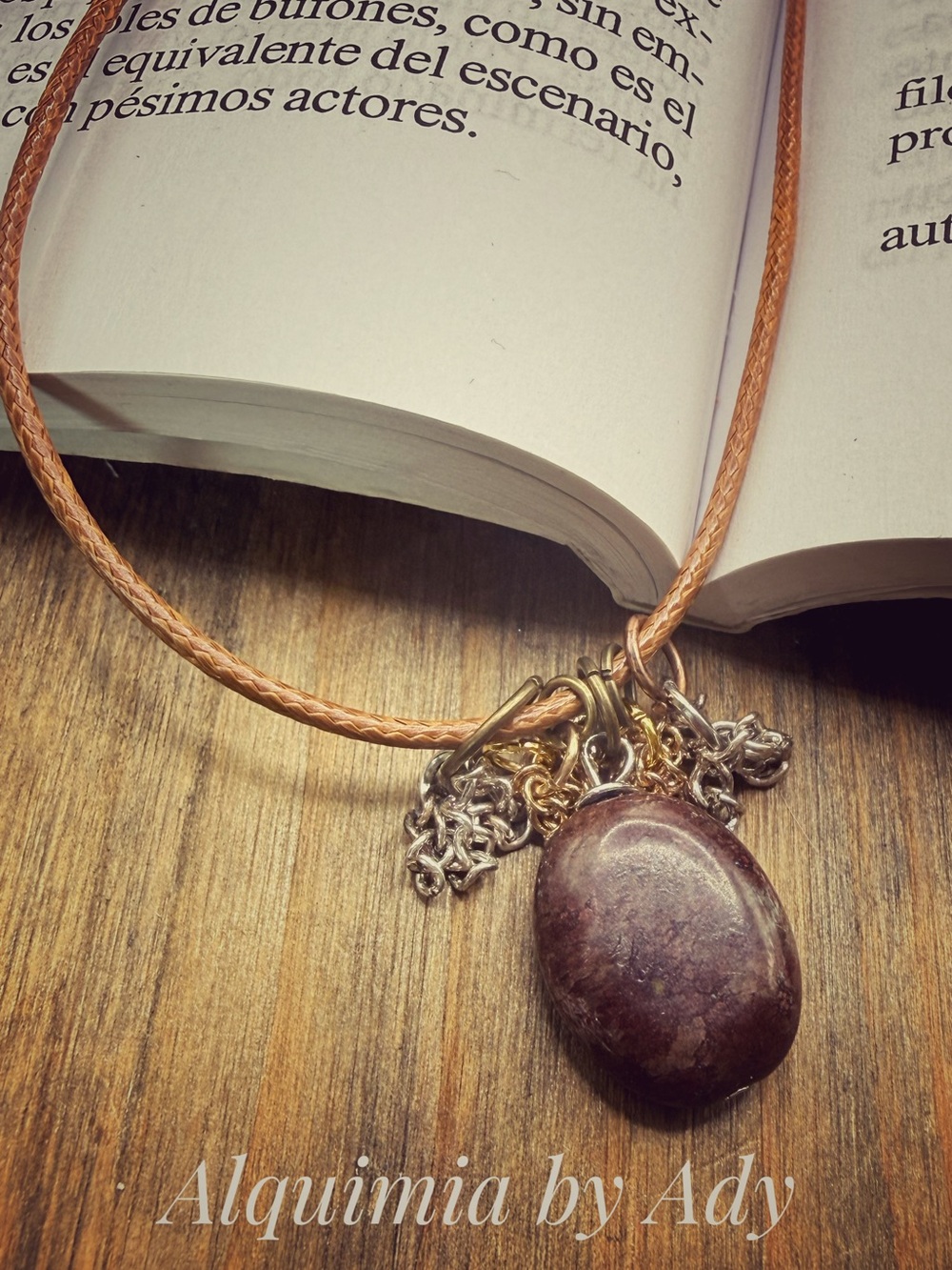Agate Purple Stone Pendant with Mixed Metal Accents
